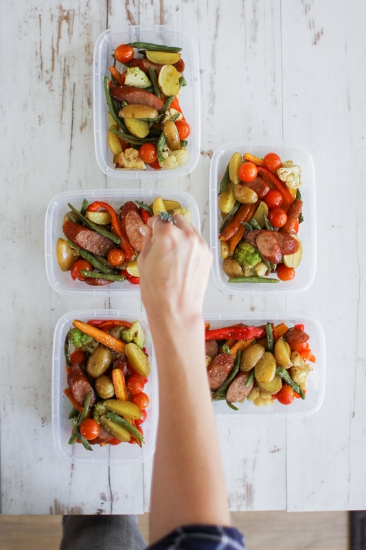 One-Pan Italian Sausage Meal-Prep Bowls