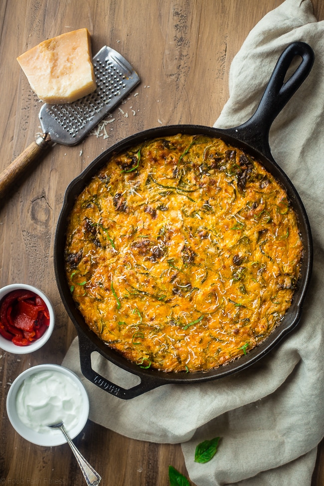 Spiralized Zucchini Casserole With Red Peppers & Spinach 