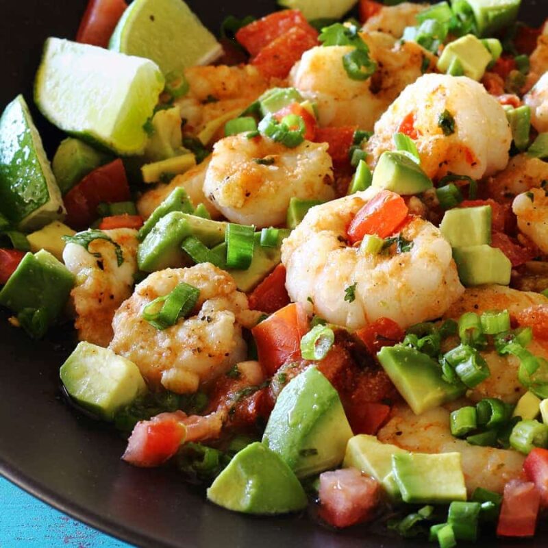 Skillet Shrimp with Tomato and Avocado recipe