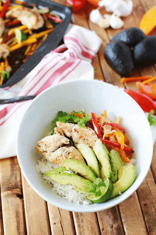 Baked Chicken bowl with Avocado for dinner