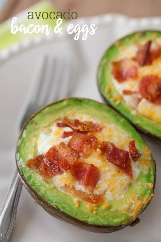 Avocado stuffed with bacon and egg