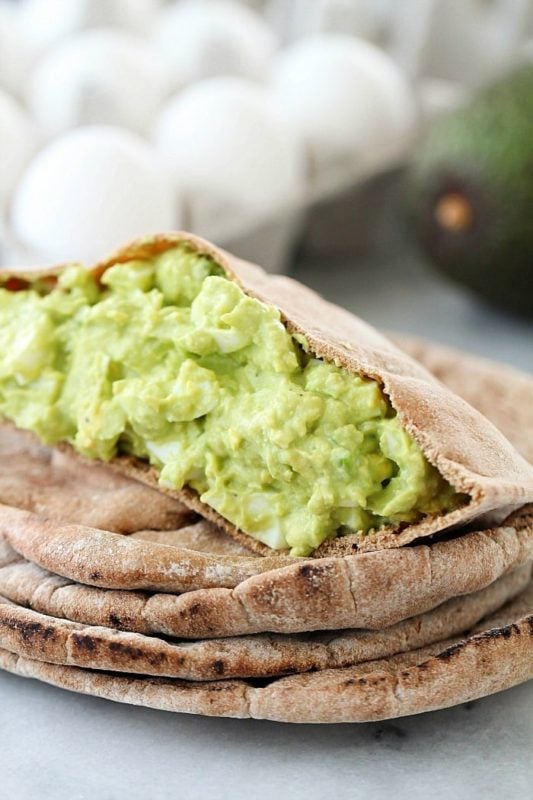 No Mayo Avocado Egg Salad in Pita