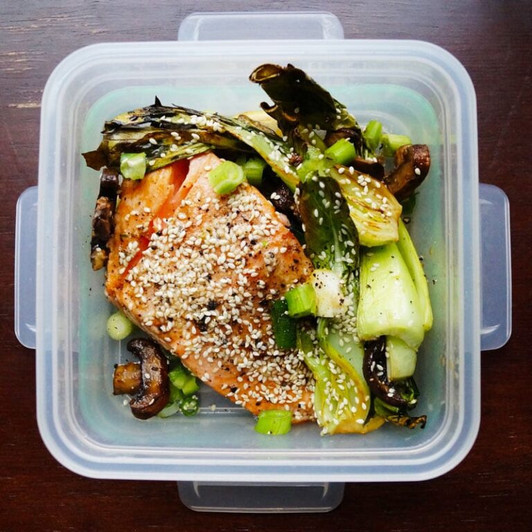 Sesame Salmon With Baby Bok Choy And Mushrooms Recipe