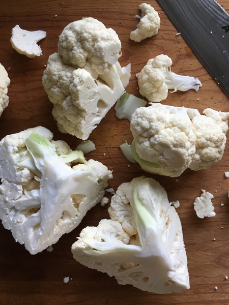 quartered cauliflower for cauliflower rice