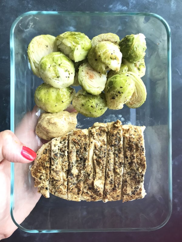 Spicy Mustard Thyme Chicken & Coconut Roasted Brussels Sprouts