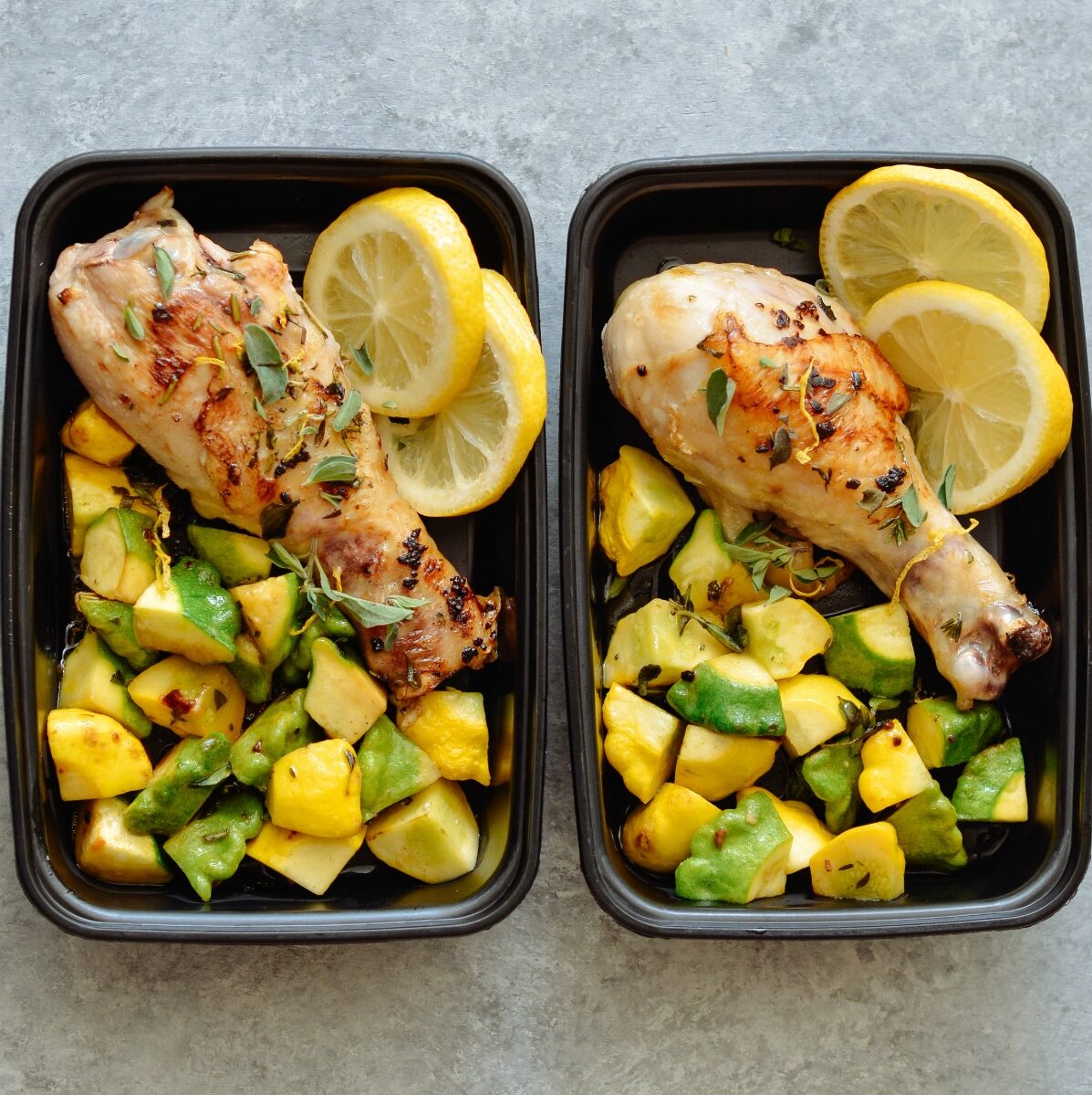 One Pan Garlic & Herb Chicken Drumsticks with Patty Pan Squash