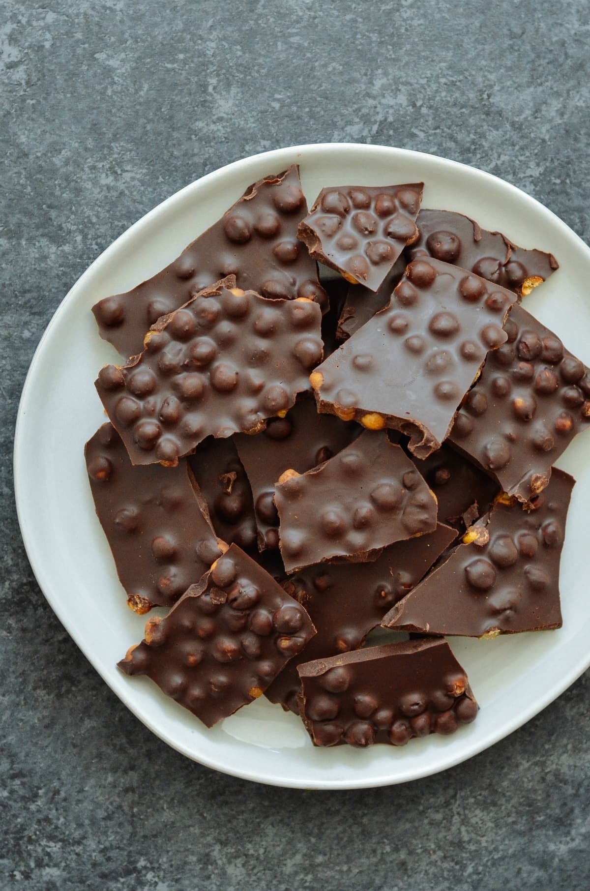 Vegan Dark Chocolate Cinnamon Roasted Chickpea Bark