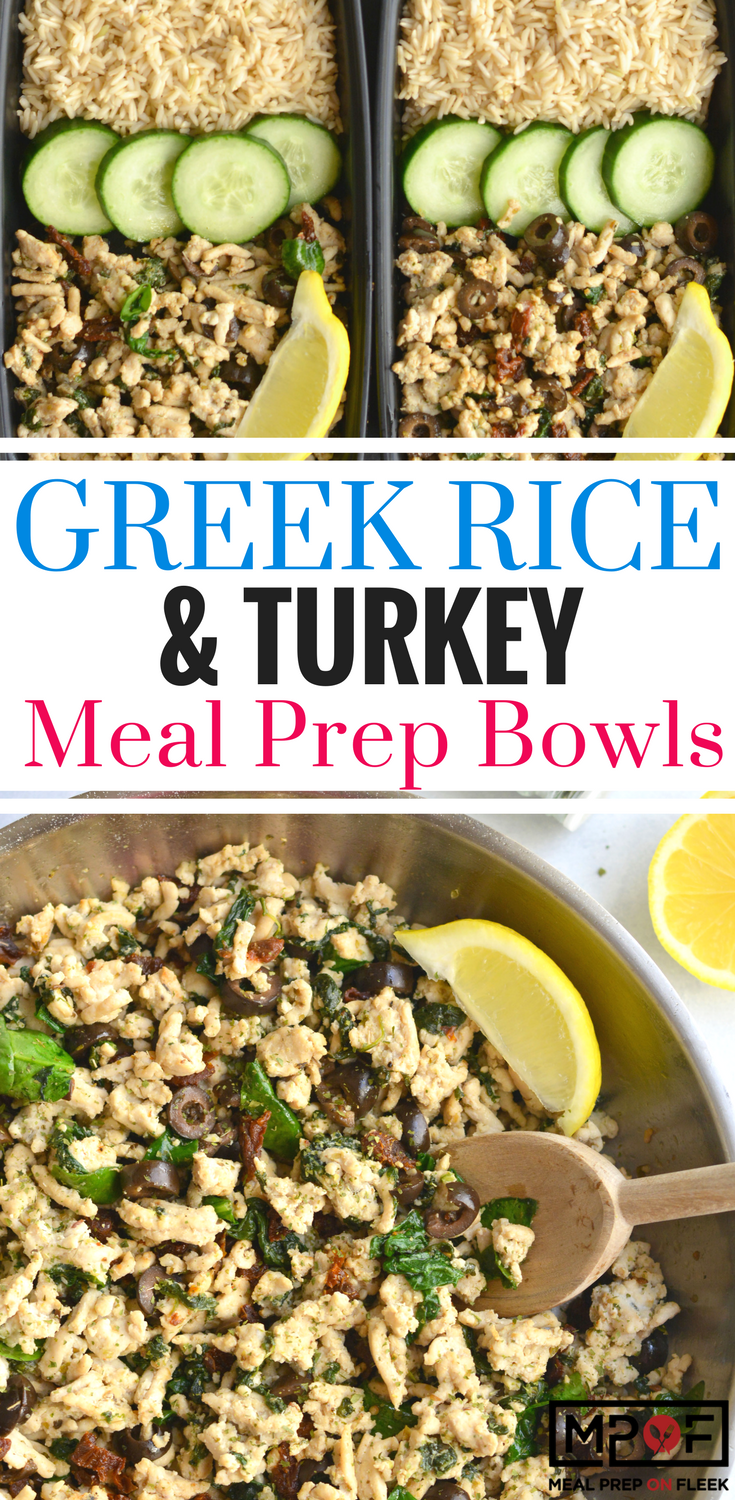 Greek Rice & Turkey Meal Prep Bowls 