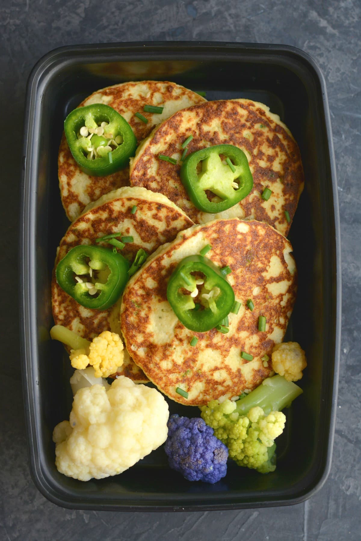 Cheesy Mexican Cauliflower Fritter Meal Prep