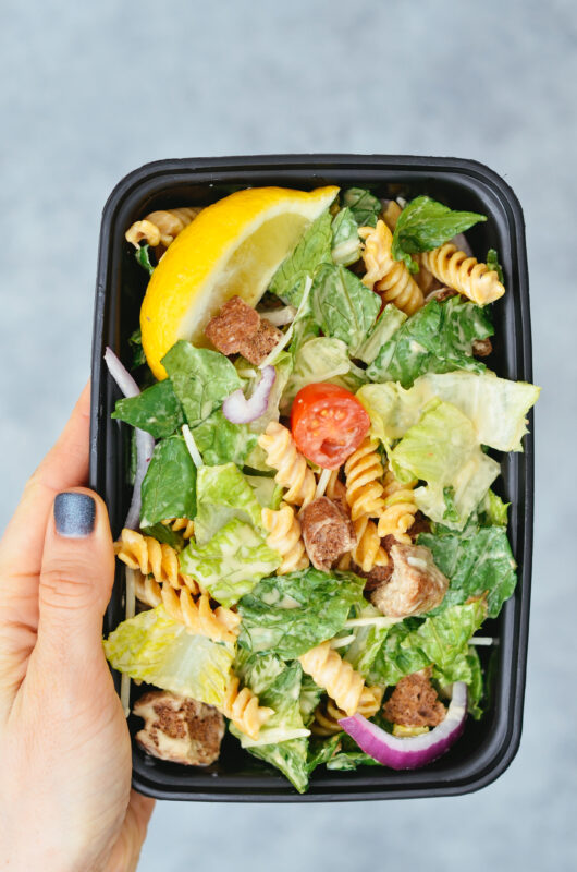 Gluten Free Caesar Pasta Salad Meal Prep