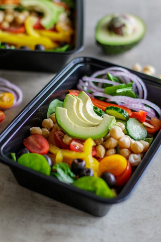 Vegan Chopped Chickpea Greek Salad Meal Prep