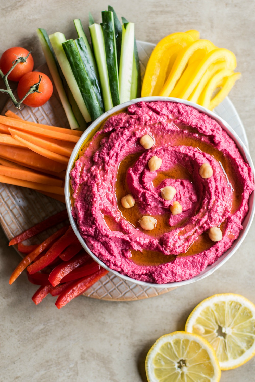 Beet Hummus Veggie Dipper Snacks