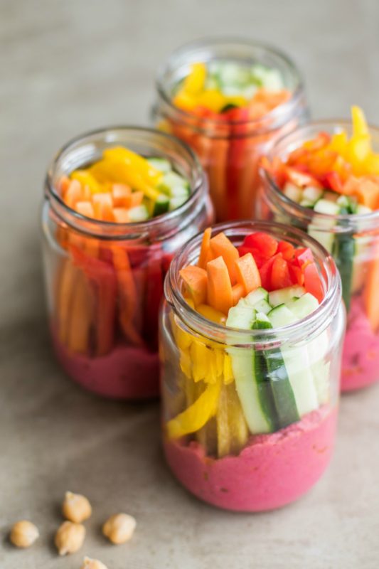 Hummus and Veggie Snack Jars – Roots and Radishes