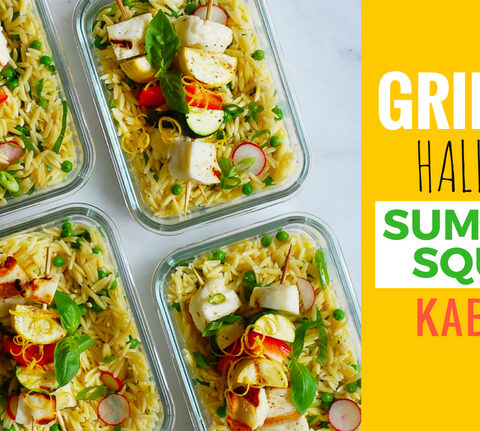 Grilled Halloumi &  Summer Squash Kabob Meal Prep blog