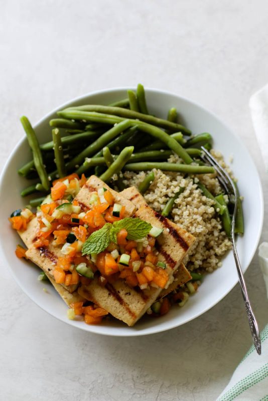 Vegan Apricot Cucumber Tofu Steak Meal Prep 