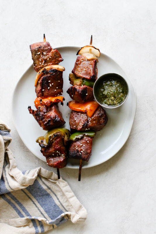 Keto Pesto Beef Kabob Meal Prep 