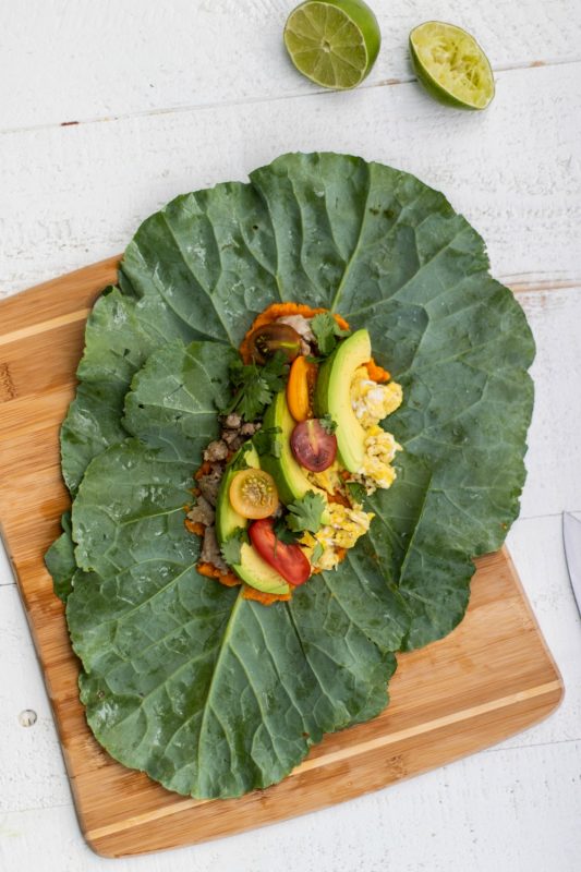 Collard Wrap Breakfast Burritos 