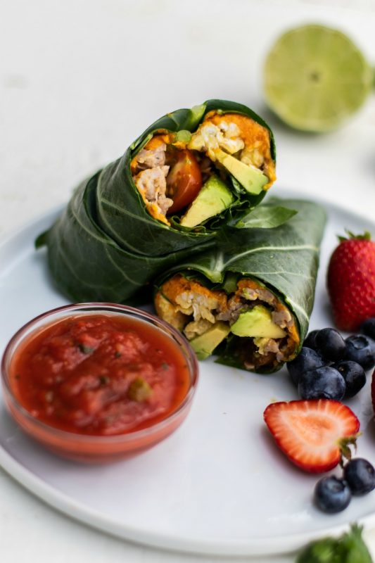 Collard Wrap Breakfast Burritos 