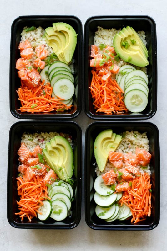 Cauliflower Rice Salmon Poke Bowl Meal Prep Meal Prep On Fleek