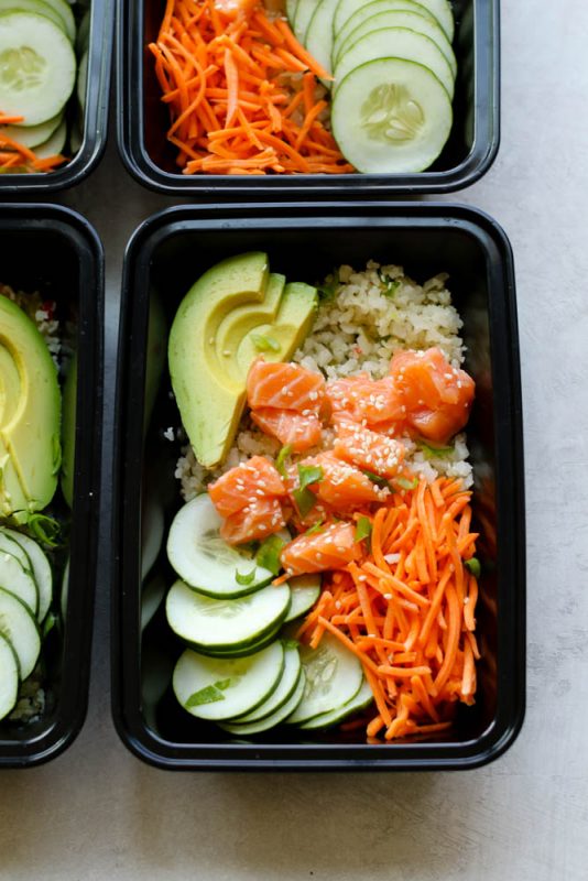 Cauliflower Rice Salmon Poke Bowl