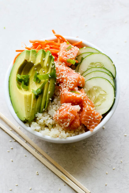 Cauliflower Rice Salmon Poke Bowl