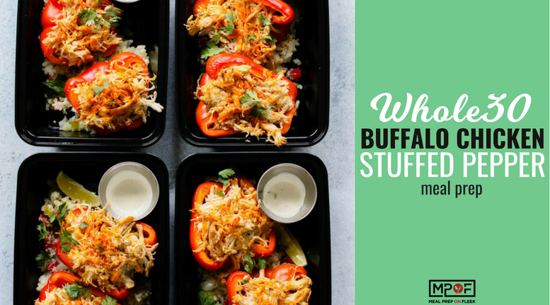 Whole30 Buffalo Chicken Stuffed Pepper Meal Prepblog