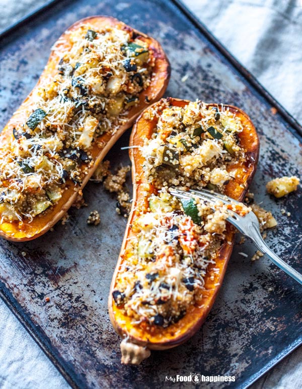 Mediterranean Quinoa stuffed butternut squash