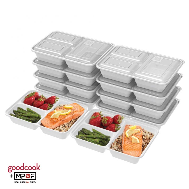 GoodCook Meal Prep 3 Cup Square 10 units, Blue, BPA Free - GoodCook