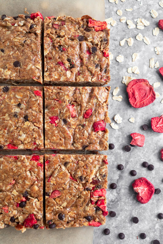 Strawberry Chocolate Almond Granola Squares 