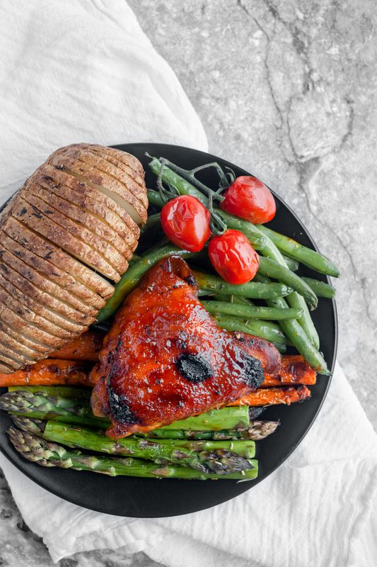 Oven Baked BBQ Chicken and Veggies Meal Prep 