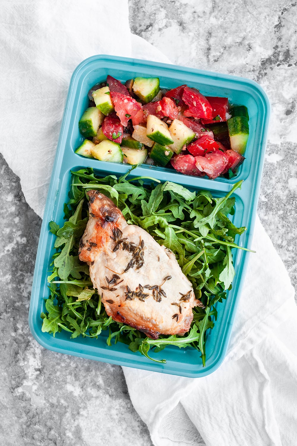 Sheet Pan Thyme Pork Chops and Marinated Salad