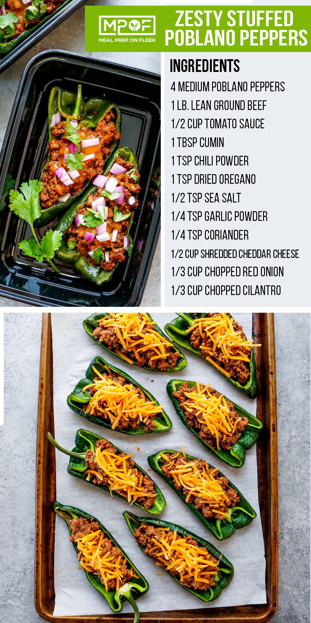 Sheet Pan Zesty Stuffed Poblano Peppers