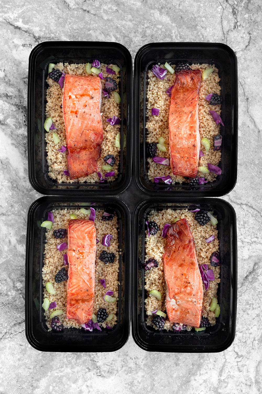 Baked Salmon with Blackberry Quinoa Salad