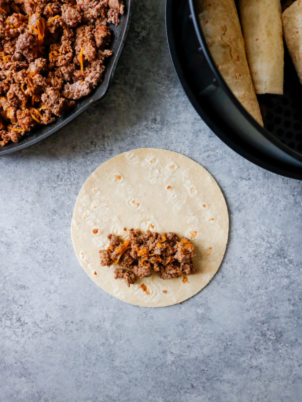 Beef and airfried Cheese Taquitos