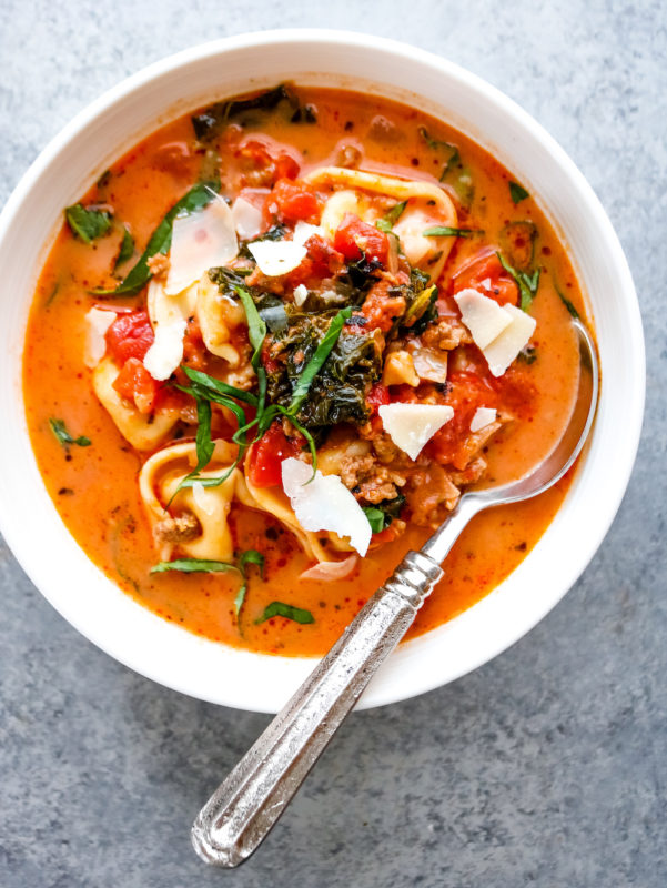 Spicy Italian Sausage and Tortellini Soup
