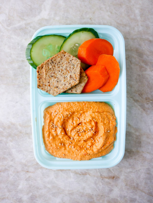 https://mealpreponfleek.com/wp-content/uploads/2020/01/Vegan-Roasted-Red-Pepper-Hummus-Snack-Box-Single-Container-601x800.jpg