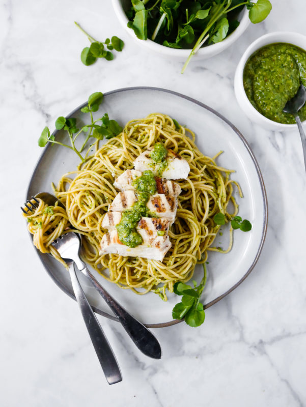 Watercress Pesto Spaghetti 