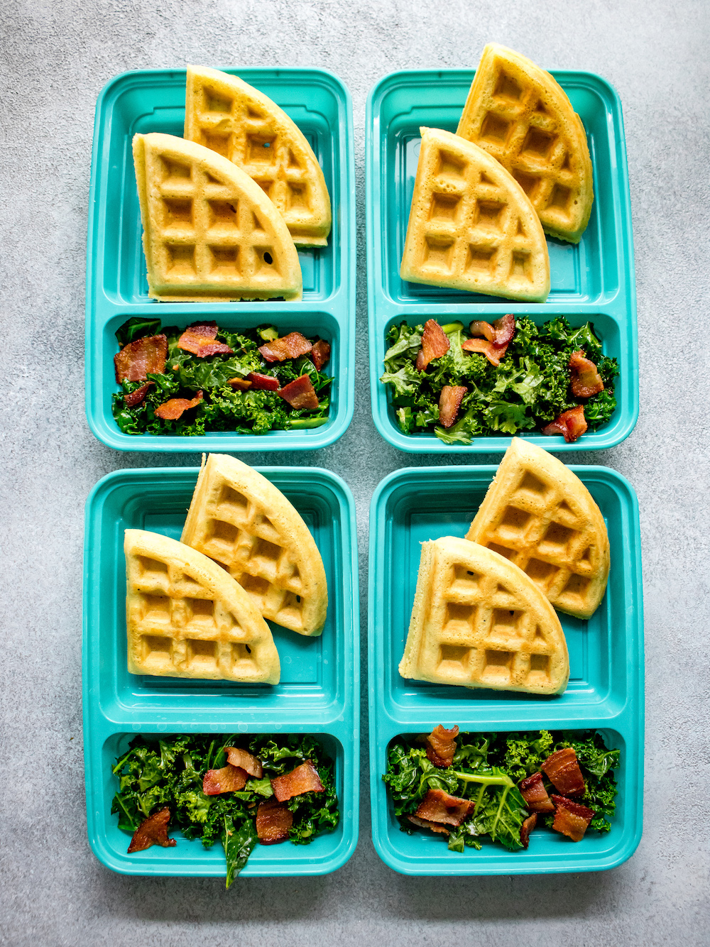 Savory Waffles with Kale and Bacon