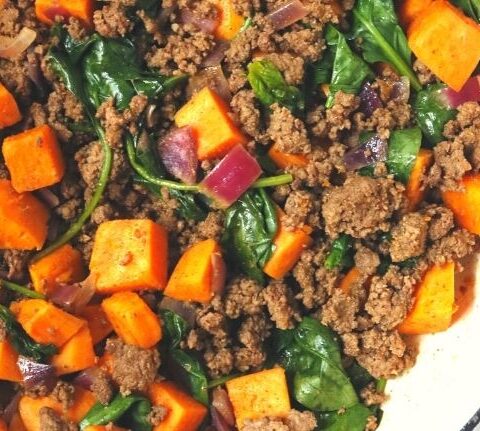 Taco Seasoned Ground Beef and Sweet Potato Hash