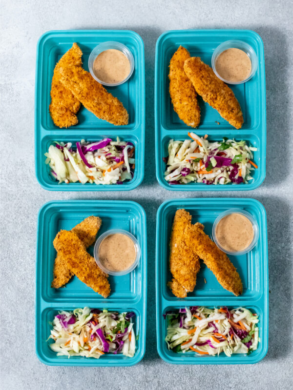 Thai Chicken Tenders with Creamy Almond Dipping Sauce 