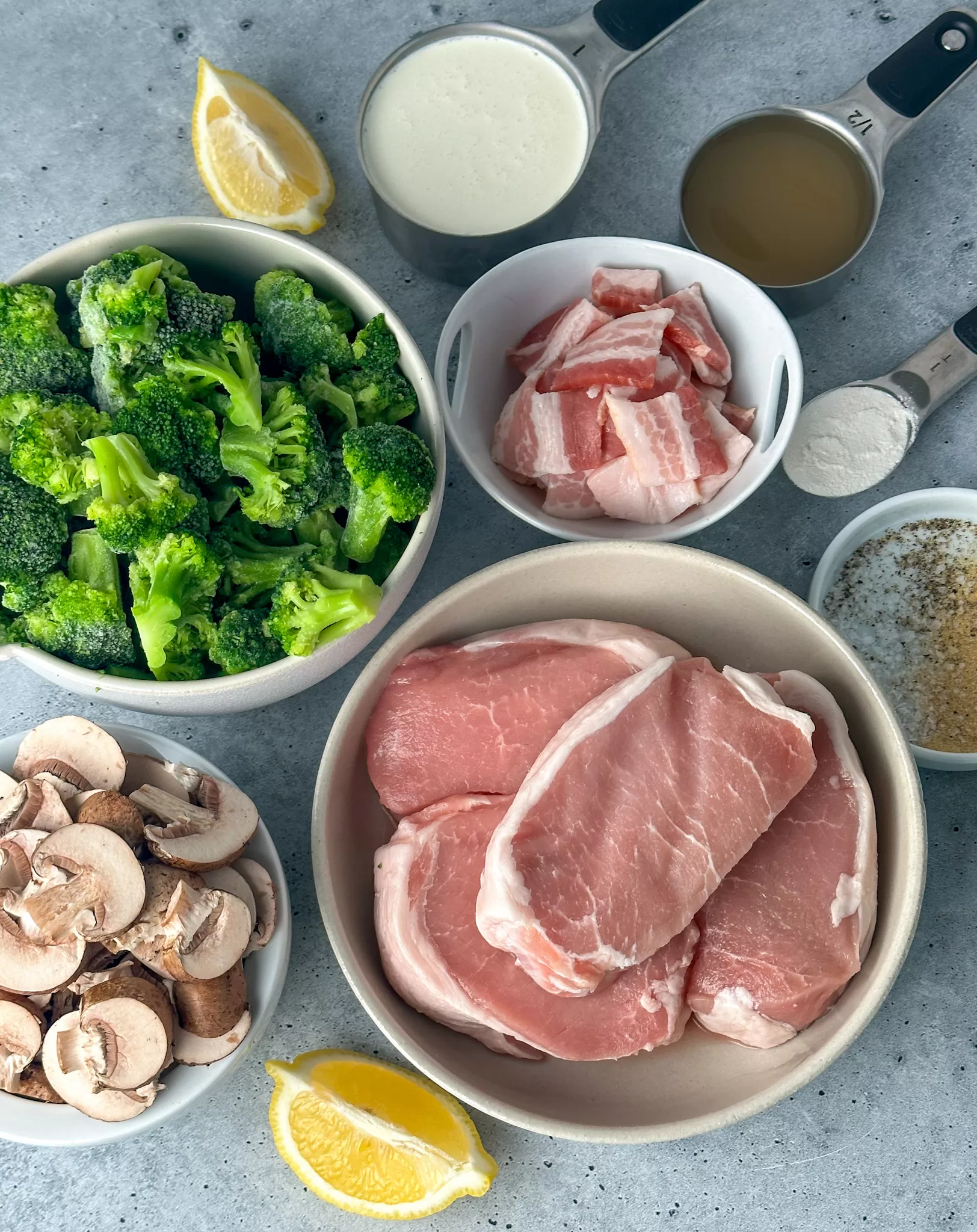 skillet bacon broccoli pork chops meal prep