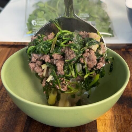 Freezer-Friendly Beef Soup - Asian-inspired poured into the bowl