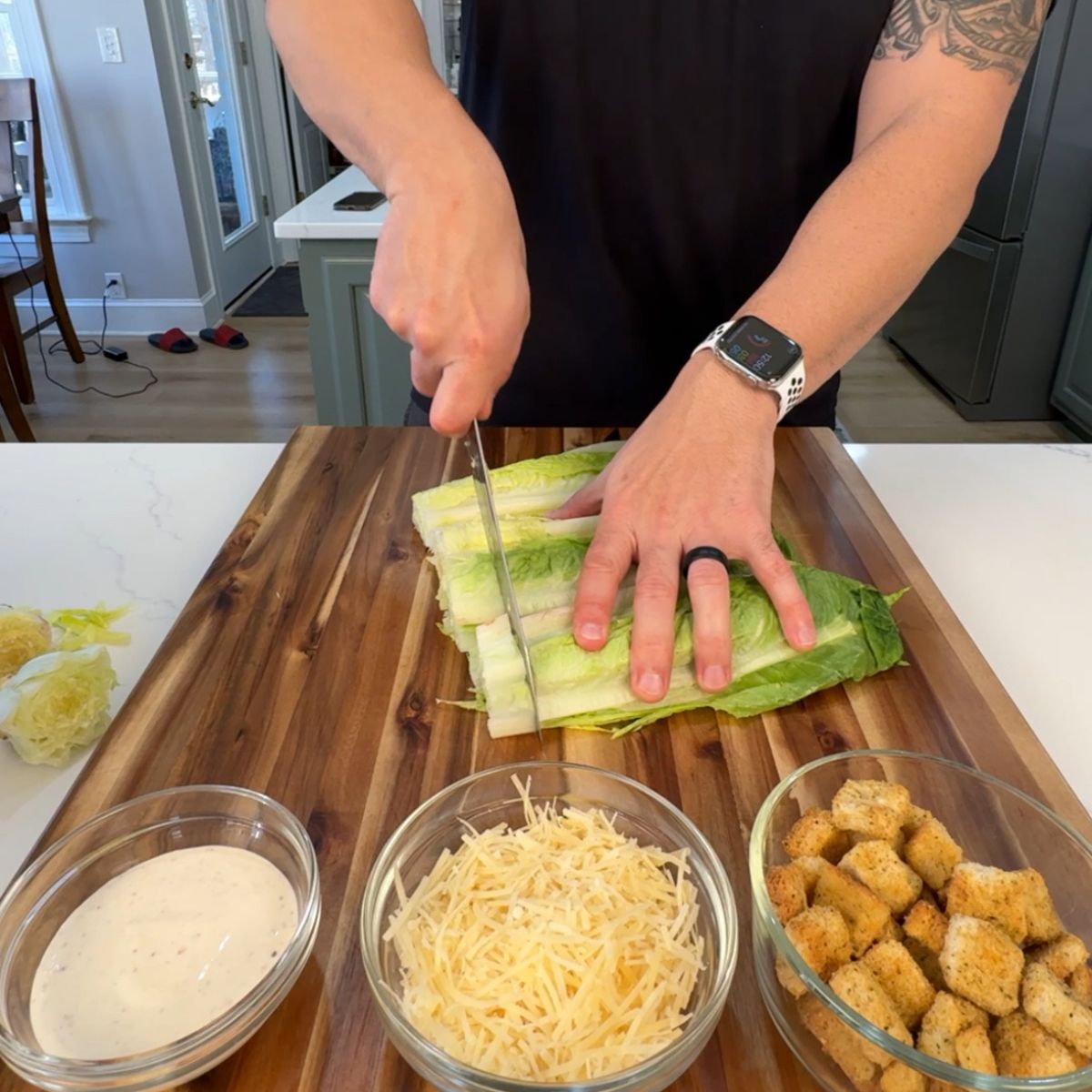 Steak Caesar Salad prep