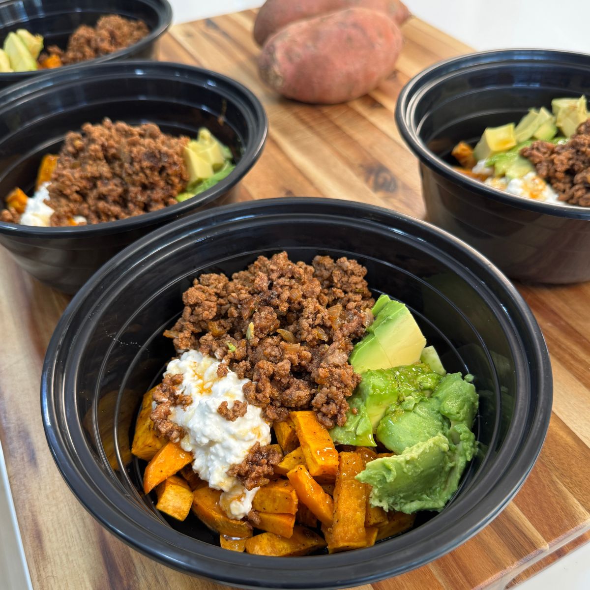 Hot Honey Ground Beef and Sweet Potato Bowls