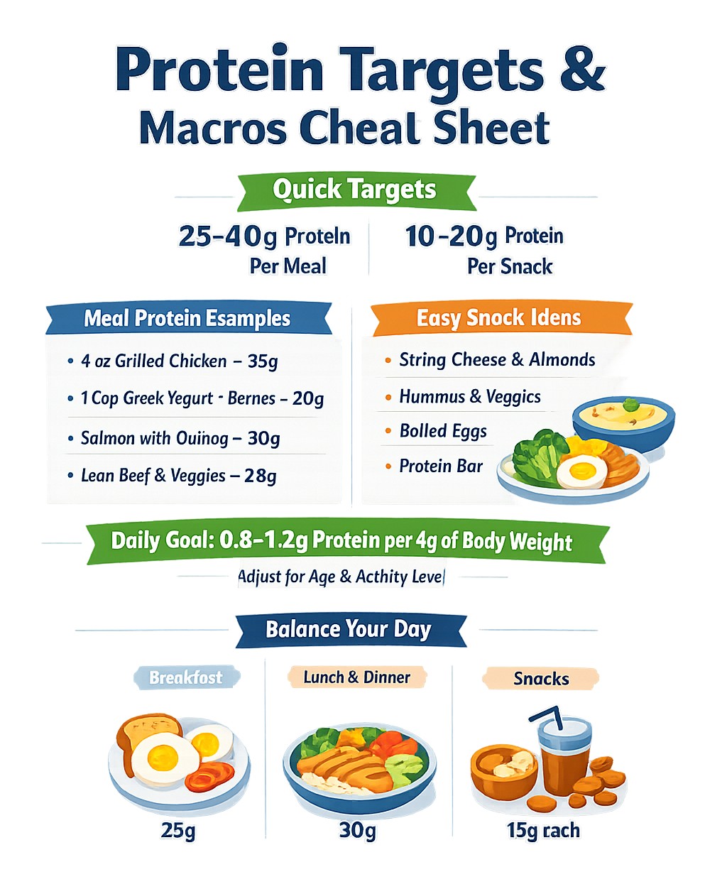 Protein Targets and Macros Cheat Sheet