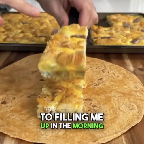 making a breakfast wrap for meal prep