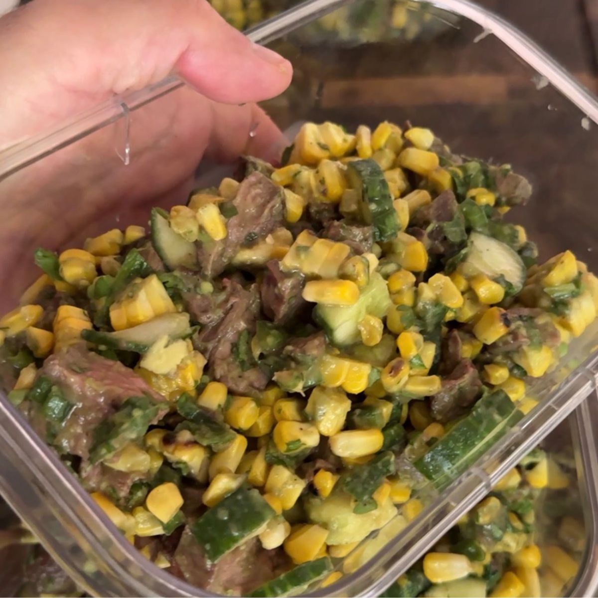 no lettuce Grilled Steak and Corn Salad with Hot Honey Lime Dressing
